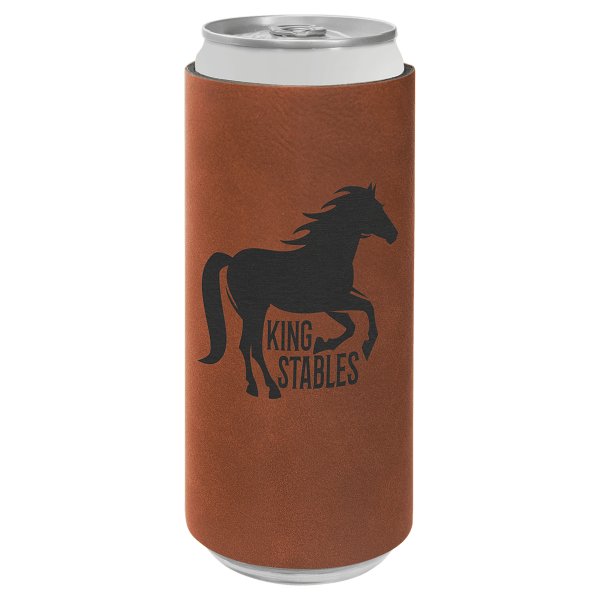 Rawhide Engraved Faux Leather Slim Beverage Holder - Rawhide