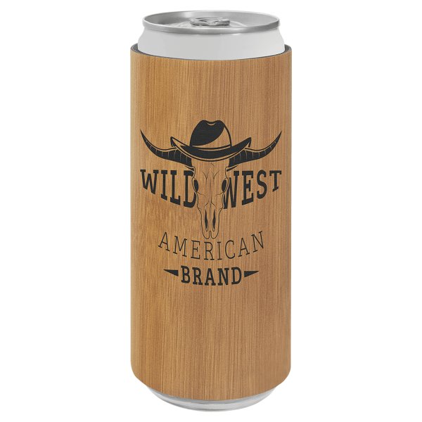Bamboo Engraved Faux Leather Slim Beverage Holder - Bamboo