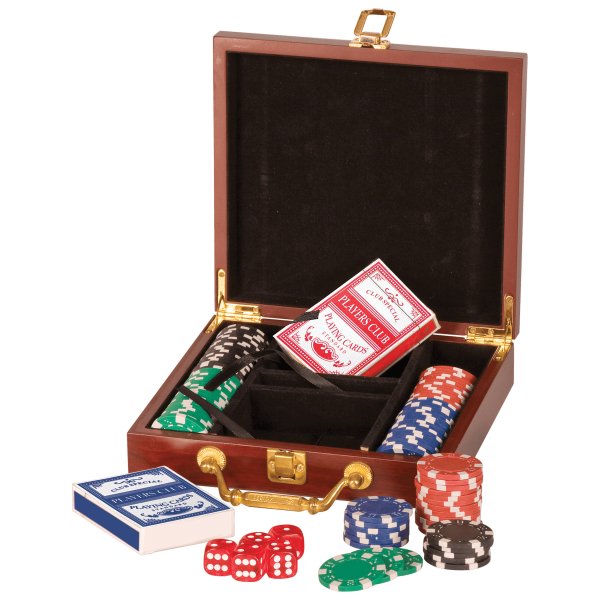 Rosewood Finish 100 Chip Poker Set - Rosewood
