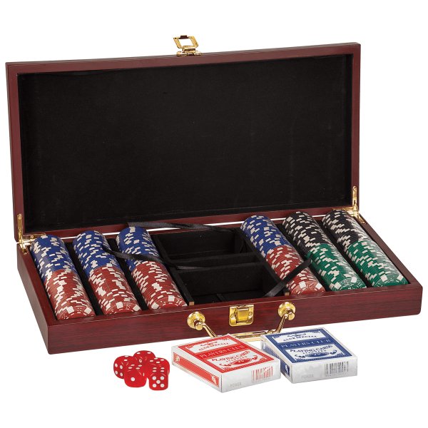 Rosewood Finish 300 Chip Poker Set - Rosewood