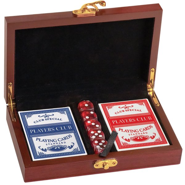 Rosewood Finish Card and Dice Set - Rosewood
