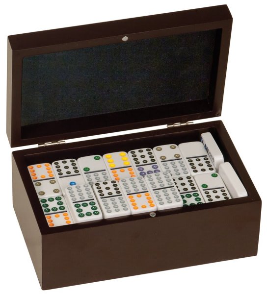Rosewood Finish Double Twelves Dominos Set with 91 Dominos - Rosewood