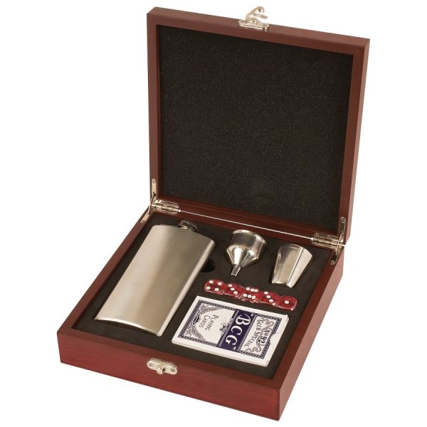Rosewood Finish Flask Set - Rosewood