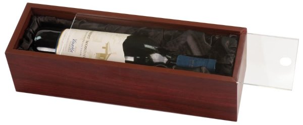 Rosewood Finish Wine Box with Clear Acrylic Lid - Rosewood