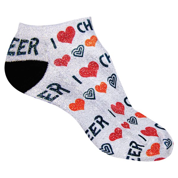 Shimmer Adult No Show Socks (1 Pair) - White/Black heel