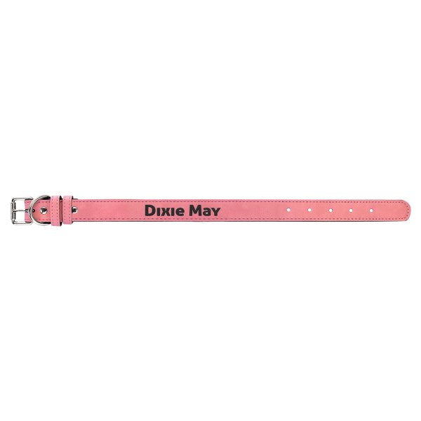 Small 15" x 3/4" Pink Engraved Faux Leather Dog Collar - Pink