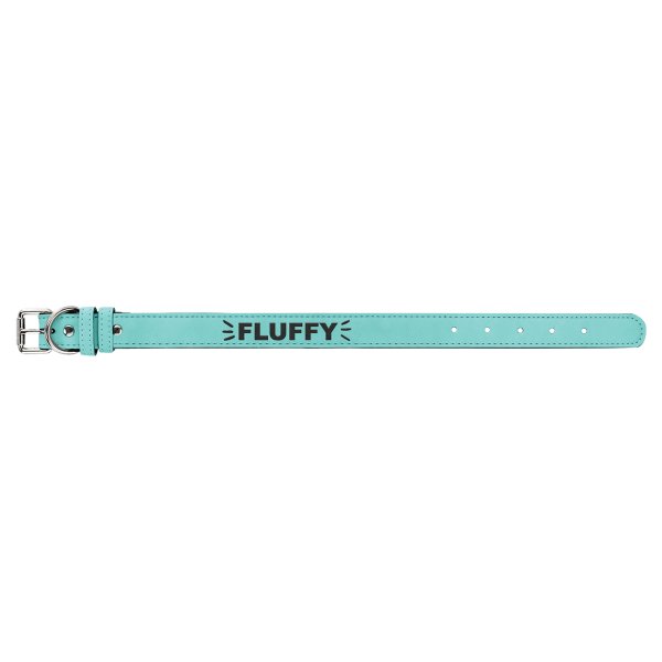 Medium 19" x 1" Teal Engraved Faux Leather Dog Collar - Teal