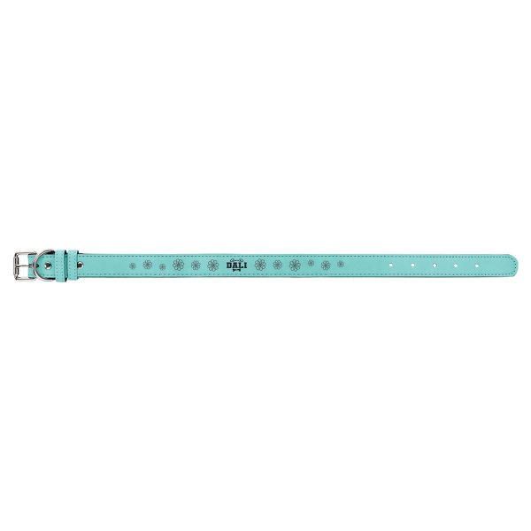 Large 23" x 1" Teal Engraved Faux Leather Dog Collar - Teal