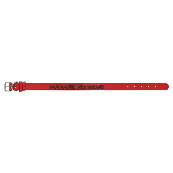 Large 23" x 1" Red Engraved Faux Leather Dog Collar - Red