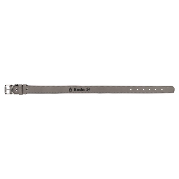 Extra Large 27" x 1 1/4" Gray Engraved Faux Leather Dog Collar - Gray