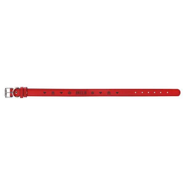 Extra Large 27" x 1 1/4" Red Engraved Faux Leather Dog Collar - Red