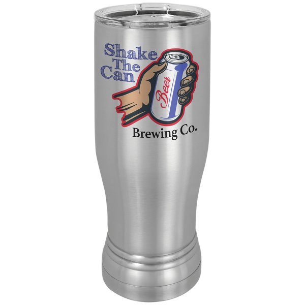 Stainless Steel Custom Printed 14 oz. Polar Camel Pilsner with Clear Lid - Silver