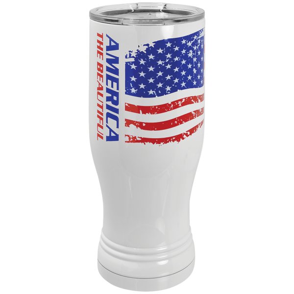 White Custom Printed 20 oz. Polar Camel Pilsner with Clear Lid - White
