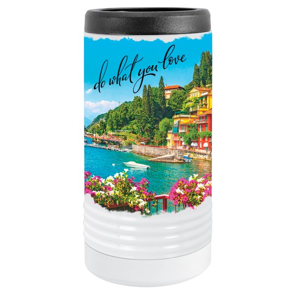 White Custom Printed Polar Camel Slim Beverage Holder - White