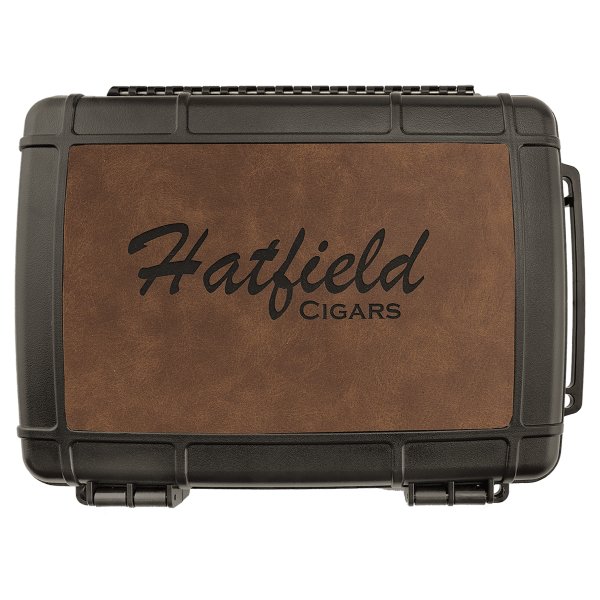 Travel Cigar Case - Engraved Faux Leather, Creekside Collection, Dark Brown - Dark Brown