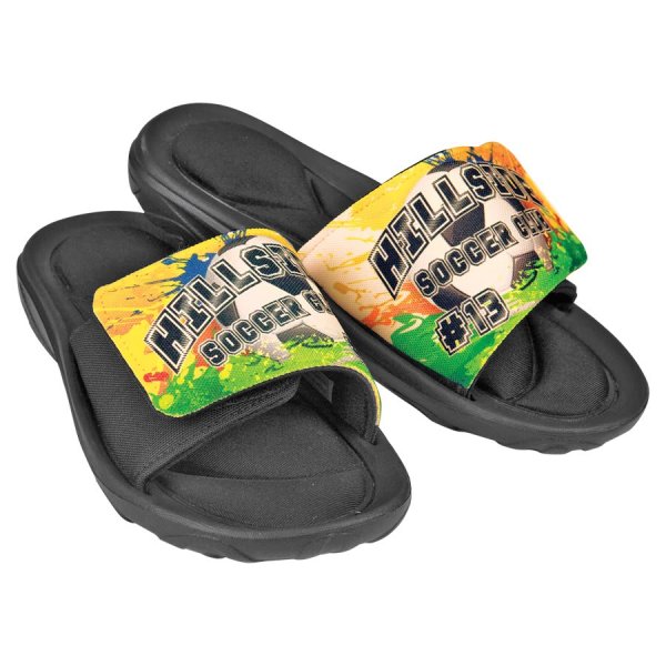 Large Custom Printed Slide-On Sandal - Black/White