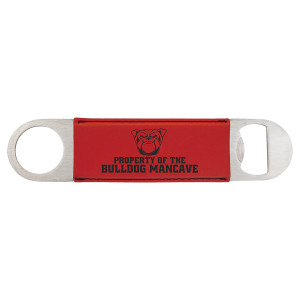 1 1/2" x 7" Red Engraved Faux Leather Bottle Opener