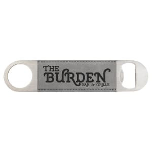 1 1/2" x 7" Gray Engraved Faux Leather Bottle Opener