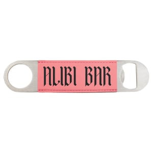 1 1/2" x 7" Pink Engraved Faux Leather Bottle Opener