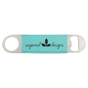 1 1/2" x 7" Teal Engraved Faux Leather Bottle Opener