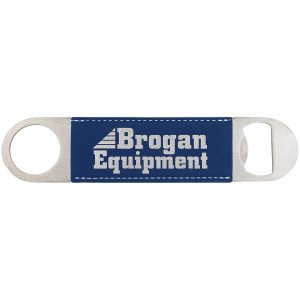 1 1/2" x 7" Blue/Silver Engraved Faux Leather Bottle Opener