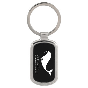 1 1/8" x 1 7/8" Black Custom Engraved Rectangle Keychain