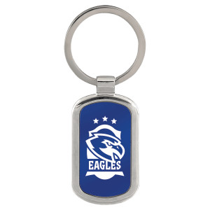 1 1/8" x 1 7/8" Blue Custom Engraved Rectangle Keychain
