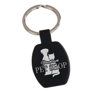 1 5/8" Black Custom Engraved Rectangle Keychain