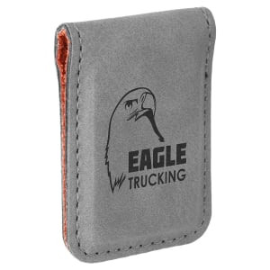 1 3/4" x 2 1/2" Gray Engraved Faux Leather Money Clip