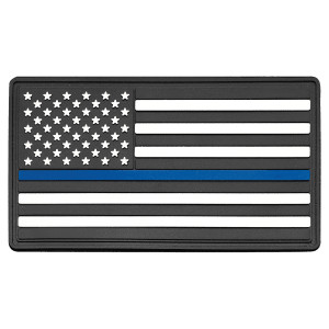 1 3/4" x 3 1/4" Blue Line American Flag PVC Patch representing support for law enforcement - Kota Pro Adhesive included