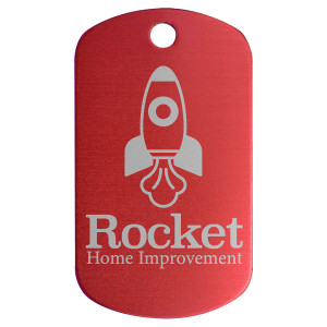 1" x 2" Red Anodized Aluminum  G.I. Tag