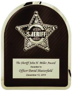 10 1/2" x 13" Sheriff Hero Plaque with Chrome Star - Silver/Carbon Fiber