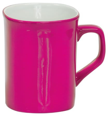 10 oz. Pink Ceramic Rounded Corner LazerMug - Pink/White
