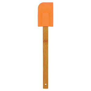 11 3/4" Orange Silicone Spatula with Bamboo Handle