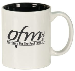 11 oz. White/Black Ceramic Round LazerMug - White/Black