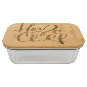35 oz. Rectangle Glass Container with Bamboo Lid