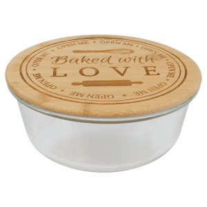 44 oz. Round Glass Container with Bamboo Lid