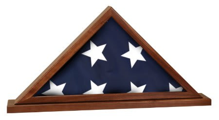 16 1/4" x 8 1/4" Genuine Walnut Flag Display Case with Base Attached - Walnut