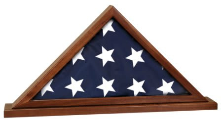25 1/2" x 12 3/4" Genuine Walnut Flag Display Case with Base Attached - Walnut