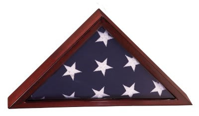 16 1/4" x 8 1/4" Rosewood Piano Finish Flag Display Case - Rosewood