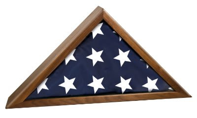 25" x 12 1/2" Walnut Piano Finish Flag Display Case - Walnut