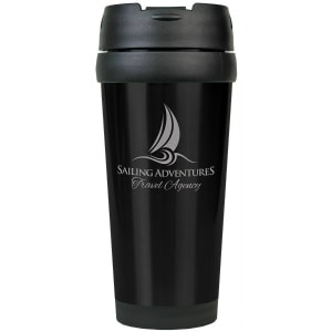 16 oz. Black Custom Engraved Stainless Steel Travel Mug without Handle