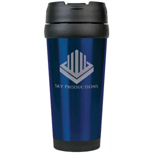 16 oz. Blue Custom Engraved Stainless Steel Travel Mug without Handle