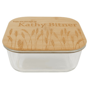 37 oz. Square Glass Container with Bamboo Lid