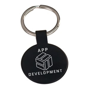 1 1/2" Black Custom Engraved Round Keychain