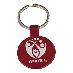 1 1/2" Red Custom Engraved Round Keychain