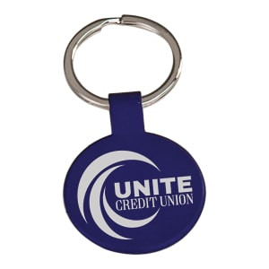 1 1/2" Blue Custom Engraved Round Keychain
