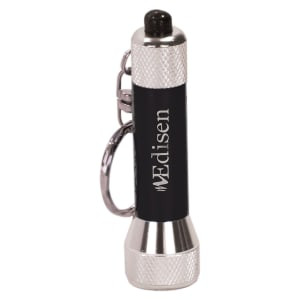 2 3/4" Black 5-LED Custom Engraved Flashlight with Keychain