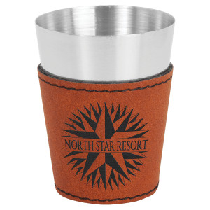 2 oz. Rawhide Engraved Faux Leather & Stainless Steel Shot Glass