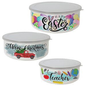 24 oz. Short Enamel Bowl with Lid